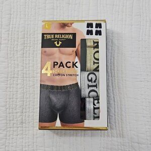 True Religion 4 Pack Boxer Briefs L (36-38) Cotton Stretch Stretch Old Money NEW